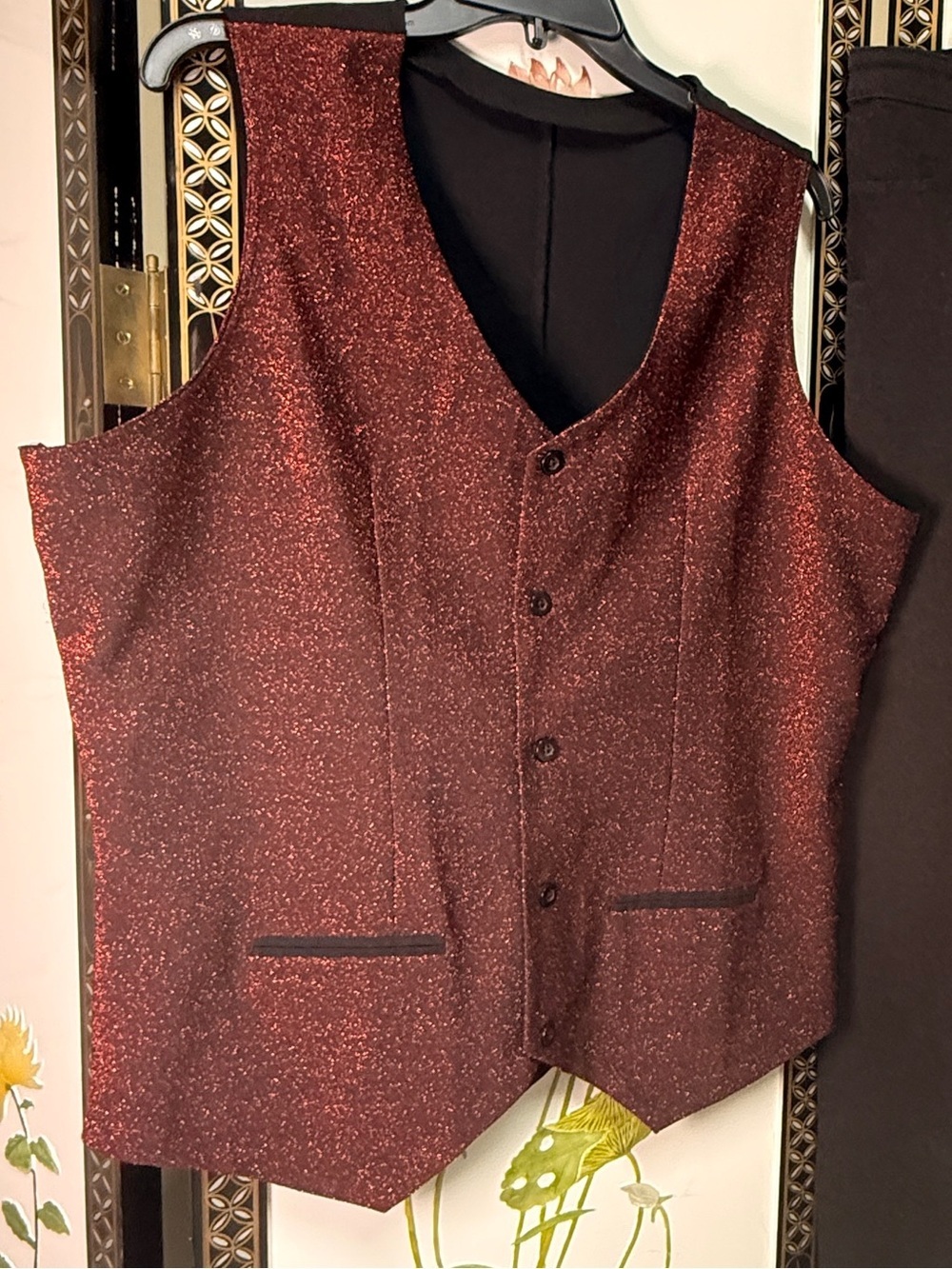 Weissman Burgundy Sparkle Vest Soft material, stretchy and comfortable wow